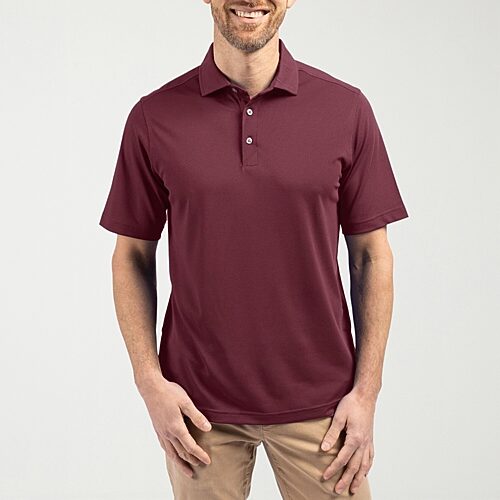 CUTTER & BUCK Mens Regular Fit Short Sleeve Polo Shirt, Medium, Red