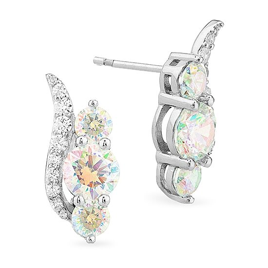DiamonArt® Preciosa Aurora Borealis 4 CT. T.W. White Cubic Zirconia Sterling Silver 19mm Stud Earrings