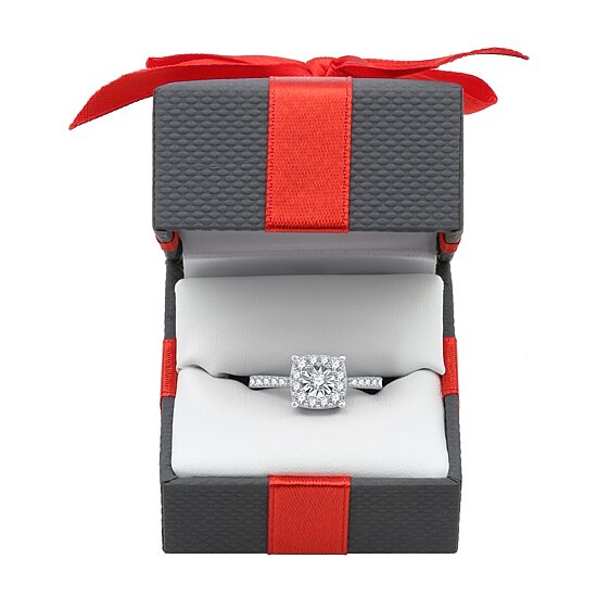 Womens 1/2 CT. T.W. Natural White Diamond Sterling Silver Halo Cocktail Ring