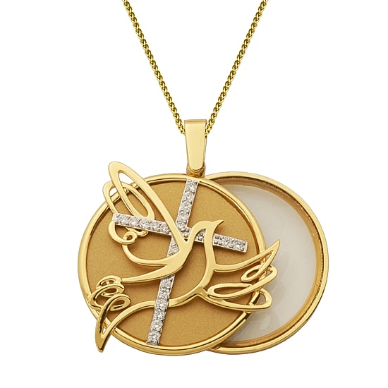 5X Magnifying Dove Womens 1 CT. T.W. Cubic Zirconia Pure Silver Over Brass Cross Pendant Necklace