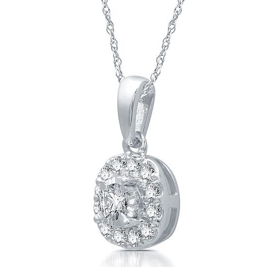 Womens 1/4 CT. T.W. Natural White Diamond 10K Gold Cushion 18 Inch Pendant Necklace