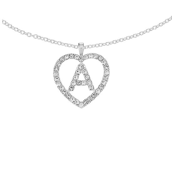 Mixit Silver Tone Initial Pendant Necklace & Stud Earring Womens White Heart 2-pc. Jewelry Set