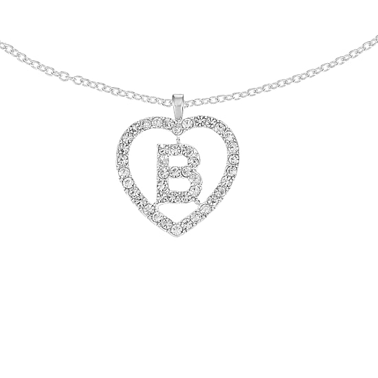 Mixit Silver Tone Initial Pendant Necklace & Stud Earring Womens White Heart 2-pc. Jewelry Set