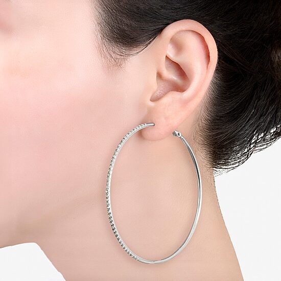 Sparkle Allure Womens Crystal 70mm Round Hoop Earrings