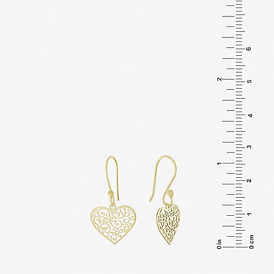 Silver Treasures Womens 14K Gold Over Silver Heart Drop Earrings