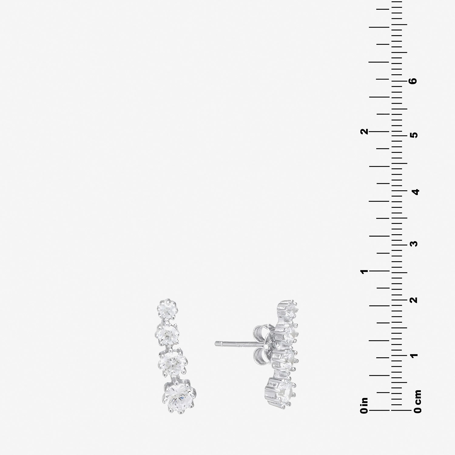 Silver Treasures Womens White Cubic Zirconia Sterling Silver Ear Climbers