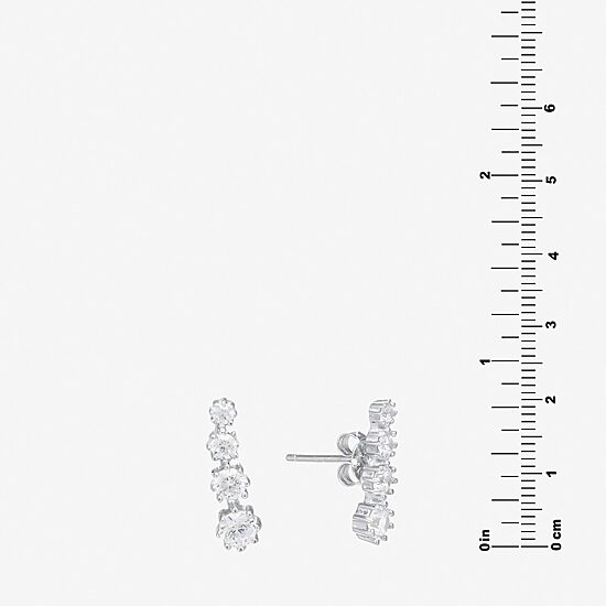 Silver Treasures Womens White Cubic Zirconia Sterling Silver Ear Climbers