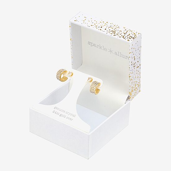 Sparkle Allure Womens Crystal 14K Gold Over Brass 2 Pair Earring Set