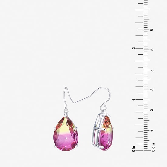 Sparkle Allure Womens Blue Pure Silver Over Brass Pear Drop Earrings