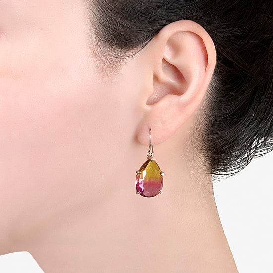 Sparkle Allure Womens Blue Pure Silver Over Brass Pear Drop Earrings