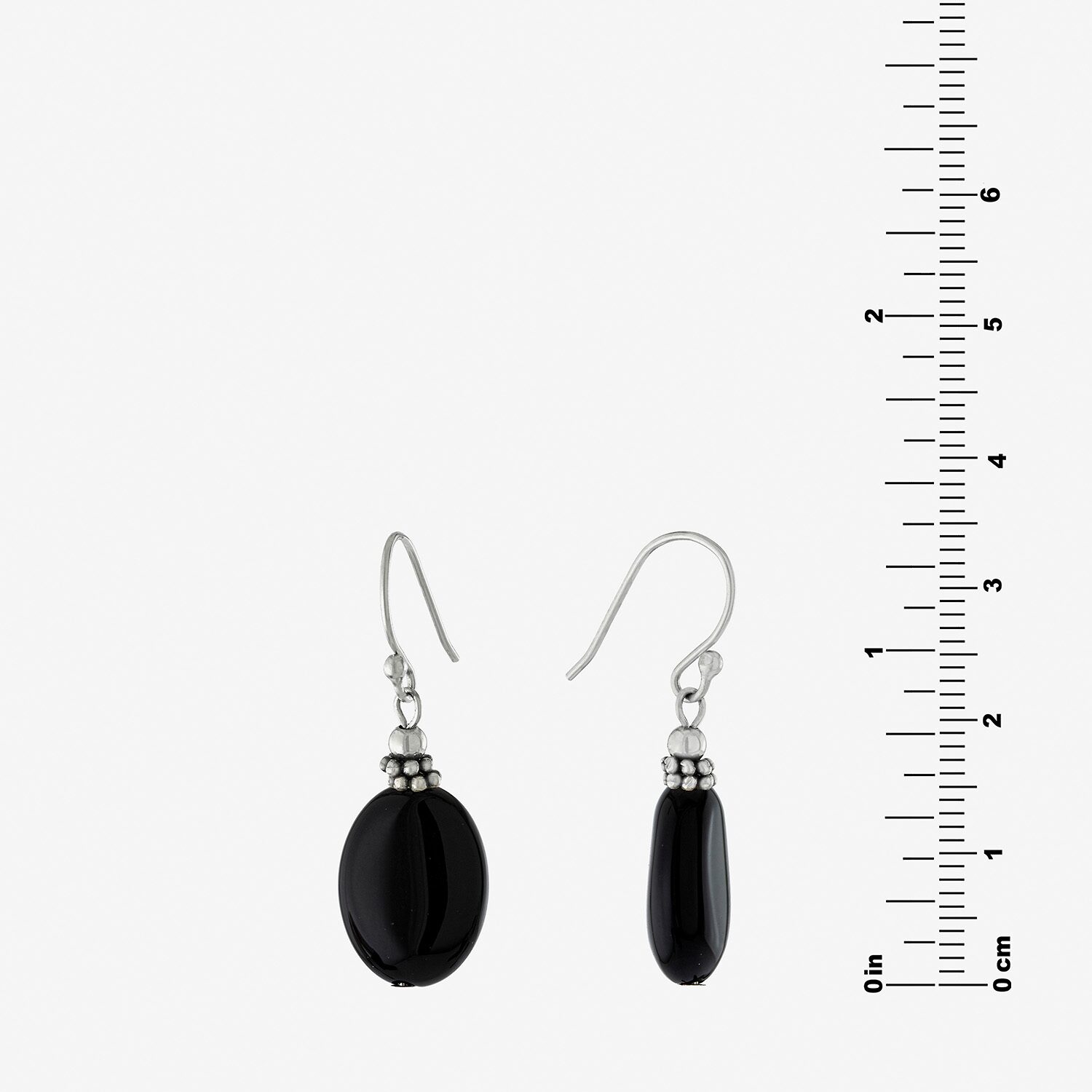 Silver Treasures Womens Black Onyx Sterling Silver Oval Drop Earrings