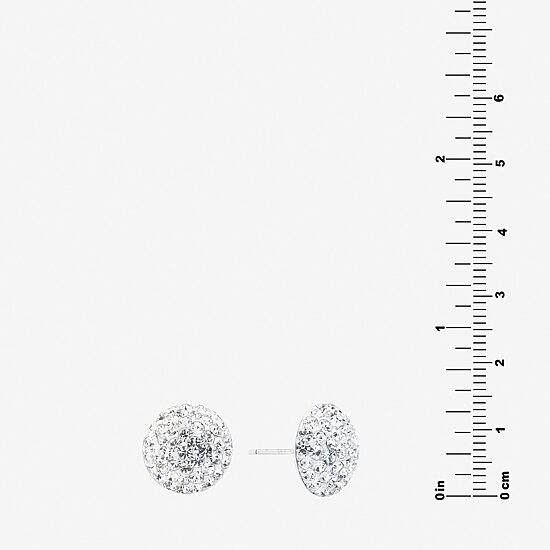 Silver Treasures Crystal Sterling Silver 12mm Stud Earrings