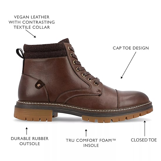 Vance Co Mens Fegan Flat Heel Lace-Up Boots
