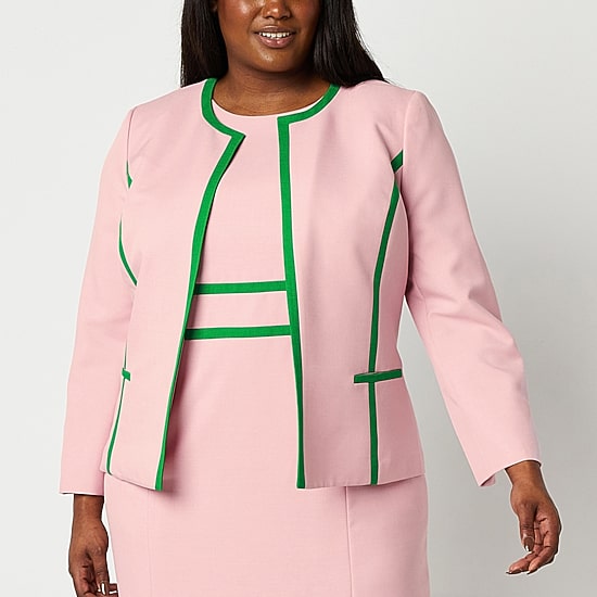 Black Label by Evan-Picone Womens Plus Classic Fit Suit Jacket