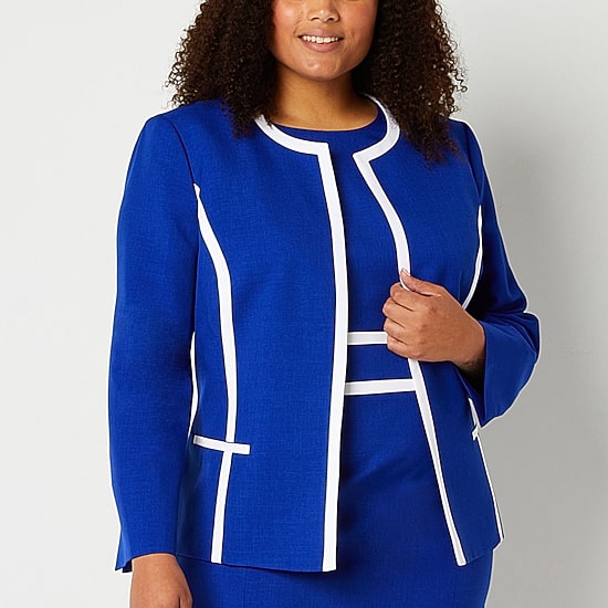 Black Label by Evan-Picone Womens Plus Classic Fit Suit Jacket