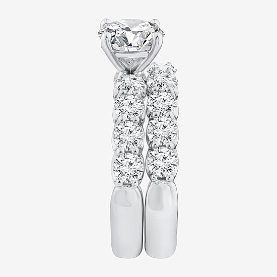 Signature By Modern Bride (F / VS2) Womens 4 CT. T.W. Lab Grown White Diamond 10K or 14K Gold Round Side Stone Bridal Set