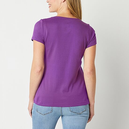 St. John's Bay Womens Crew Neck Short Sleeve T-Shirt