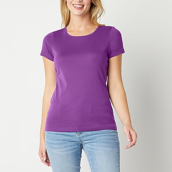 St. John's Bay Womens Crew Neck Short Sleeve T-Shirt