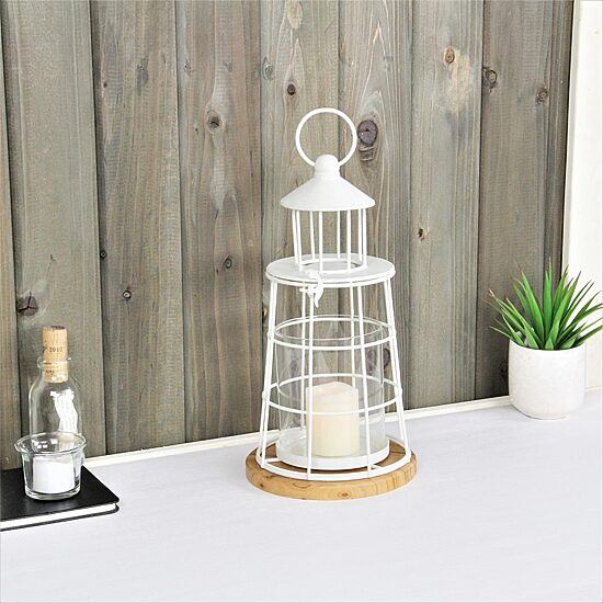 Cheungs Caler White Lighthouse Metal Decorative Lantern