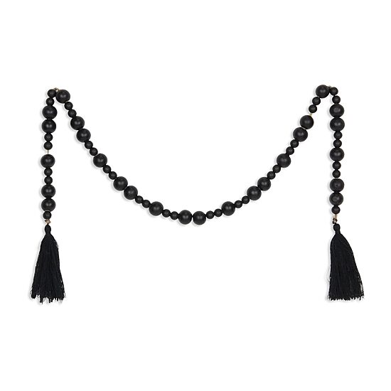 Cheungs Akaida Black Wood Bead Tassel Handmade Tabletop Decor