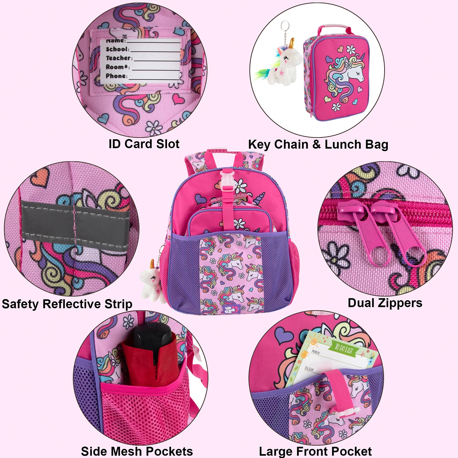 AD Sutton Up We Go Unicorn 3 Piece Backpack Set
