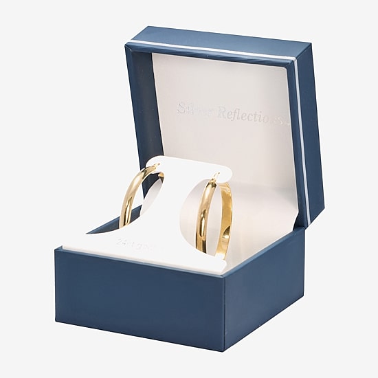 Silver Reflections Womens 24K Gold Over Brass 40mm Hoop Earrings