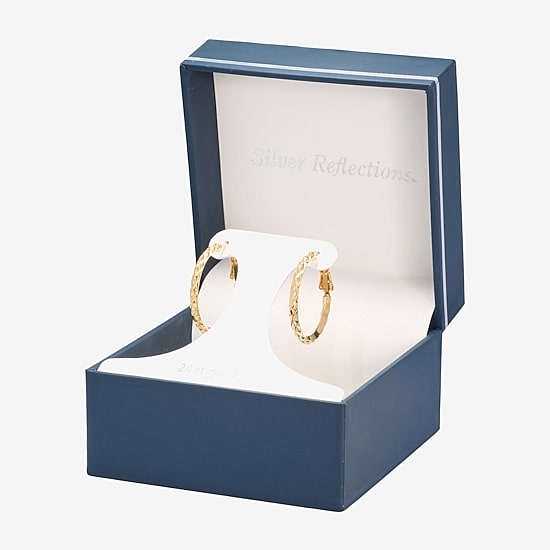 Silver Reflections Womens 24K Gold Over Brass 25mm Hoop Earrings