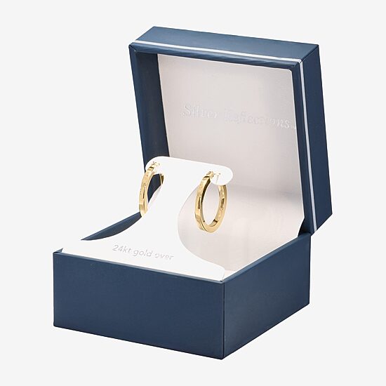 Silver Reflections Womens 24K Gold Over Brass 23mm Hoop Earrings