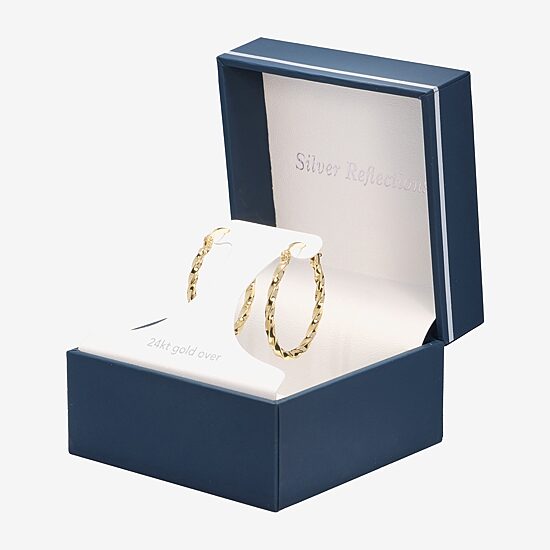 Silver Reflections Womens 24K Gold Over Brass 32mm Hoop Earrings