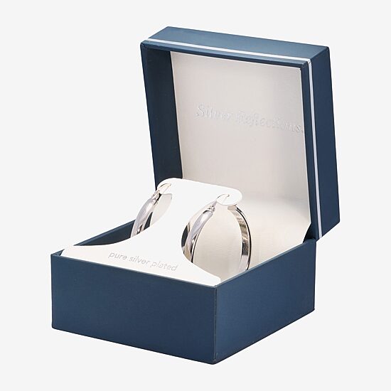 Silver Reflections Pure Silver Over Brass Hoop Earrings