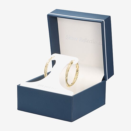 Silver Reflections Womens 24K Gold Over Brass 31.5mm Round Hoop Earrings