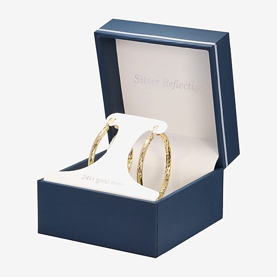Silver Reflections Womens 24K Gold Over Brass 40mm Round Hoop Earrings