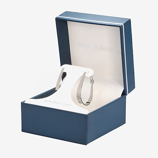 Silver Reflections Womens 32mm Oval Hoop Earrings