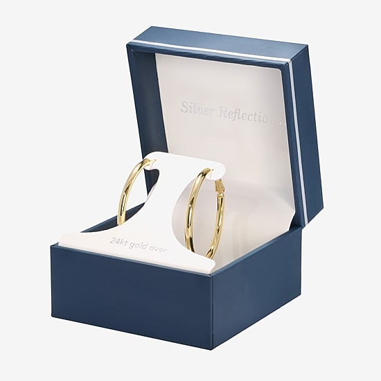 Silver Reflections 24K Gold Over Brass Hoop Earrings