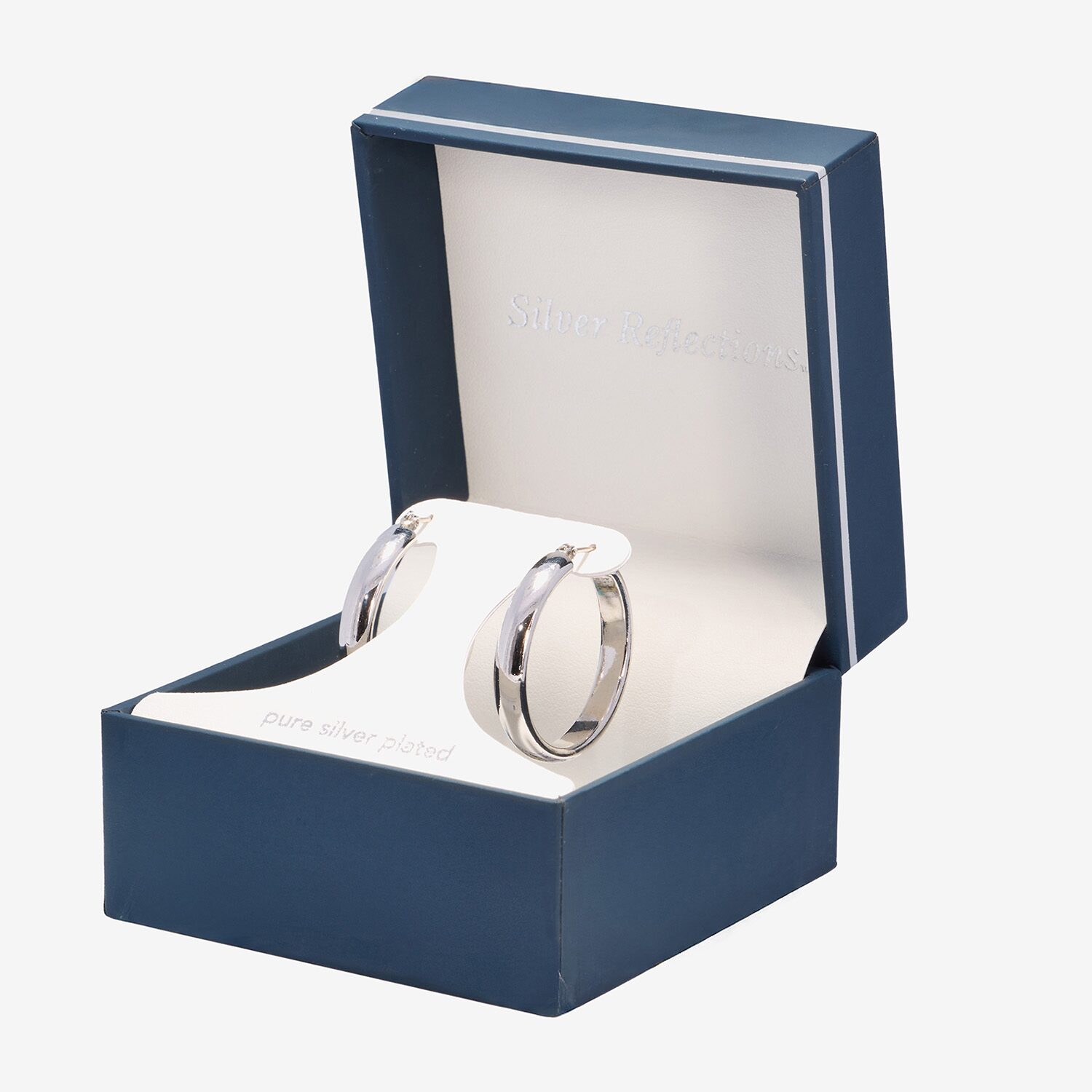 Silver Reflections Pure Silver Over Brass Hoop Earrings