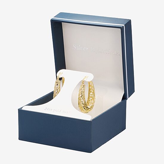 Silver Reflections 24K Gold Over Brass Hoop Earrings