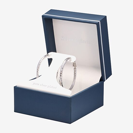 Silver Reflections Pure Silver Over Brass Hoop Earrings