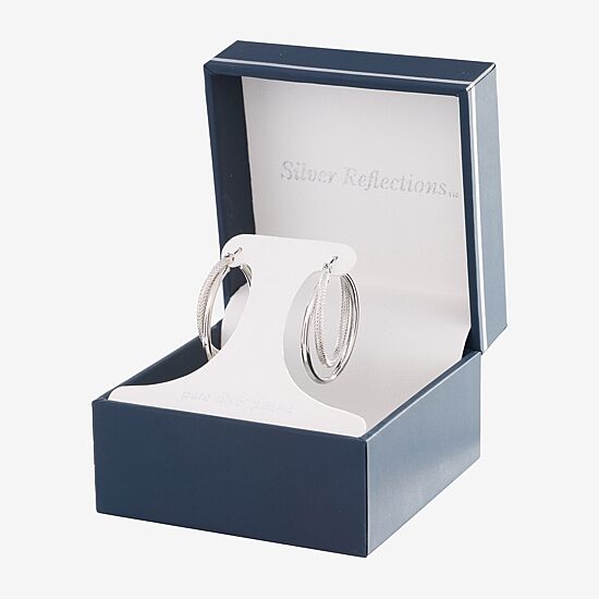 Silver Reflections Pure Silver Over Brass Hoop Earrings