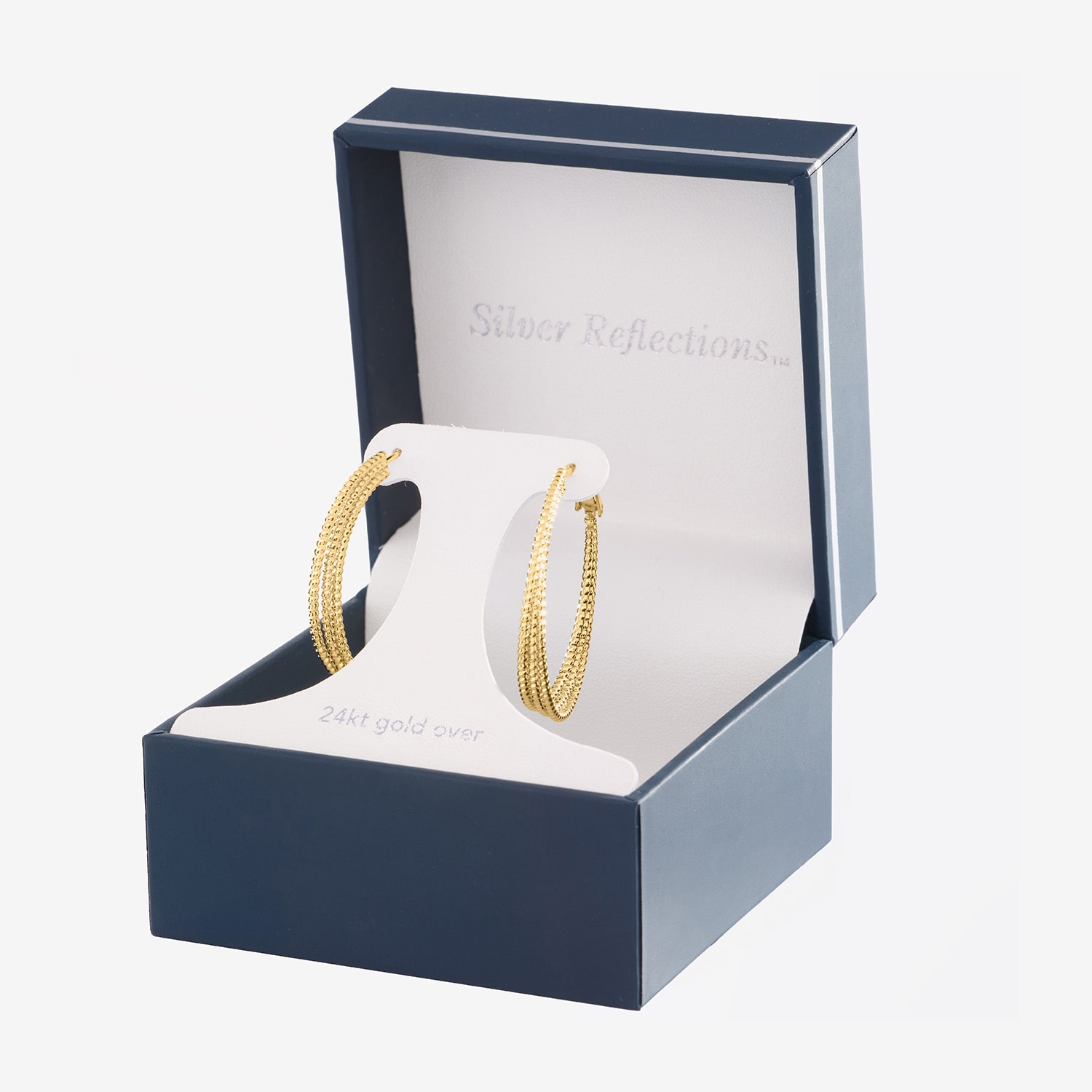 Silver Reflections 24K Gold Over Brass Hoop Earrings