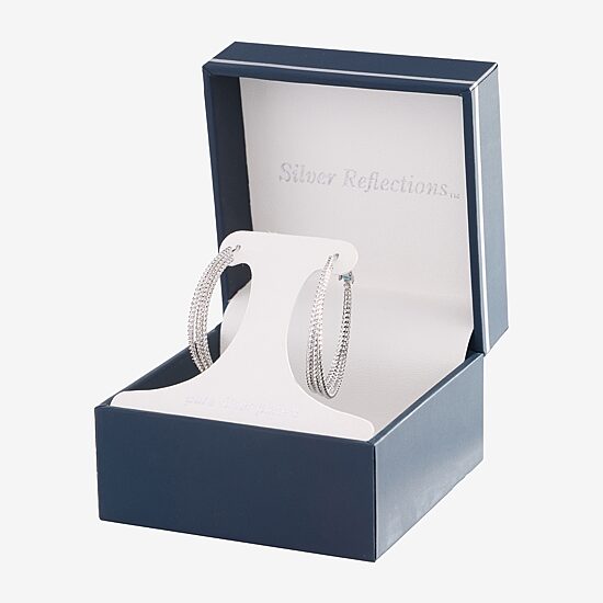 Silver Reflections Pure Silver Over Brass Hoop Earrings