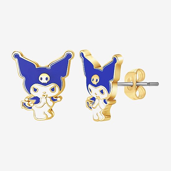 Womens 18K Gold Over Brass Hello Kitty Kuromi My Melody 2 Pair Earring Set