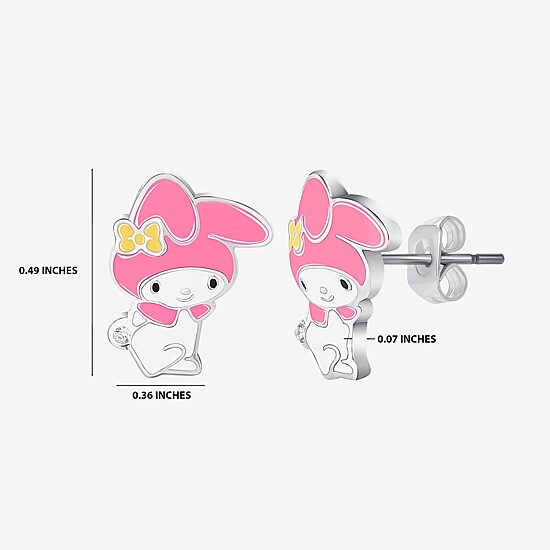 Womens 18K Gold Over Brass Hello Kitty Kuromi My Melody 2 Pair Earring Set