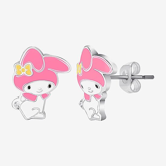 Womens 18K Gold Over Brass Hello Kitty Kuromi My Melody 2 Pair Earring Set