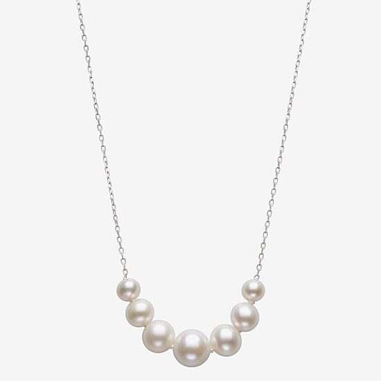 Womens White Cultured Freshwater Pearl Sterling Silver 16 Inch Pendant Necklace