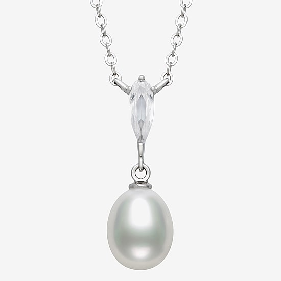 Womens White Cultured Freshwater Pearl Sterling Silver 16 Inch Pendant Necklace