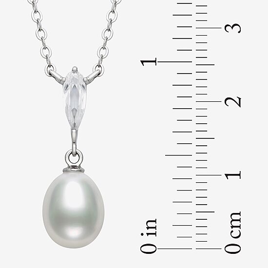 Womens White Cultured Freshwater Pearl Sterling Silver 16 Inch Pendant Necklace