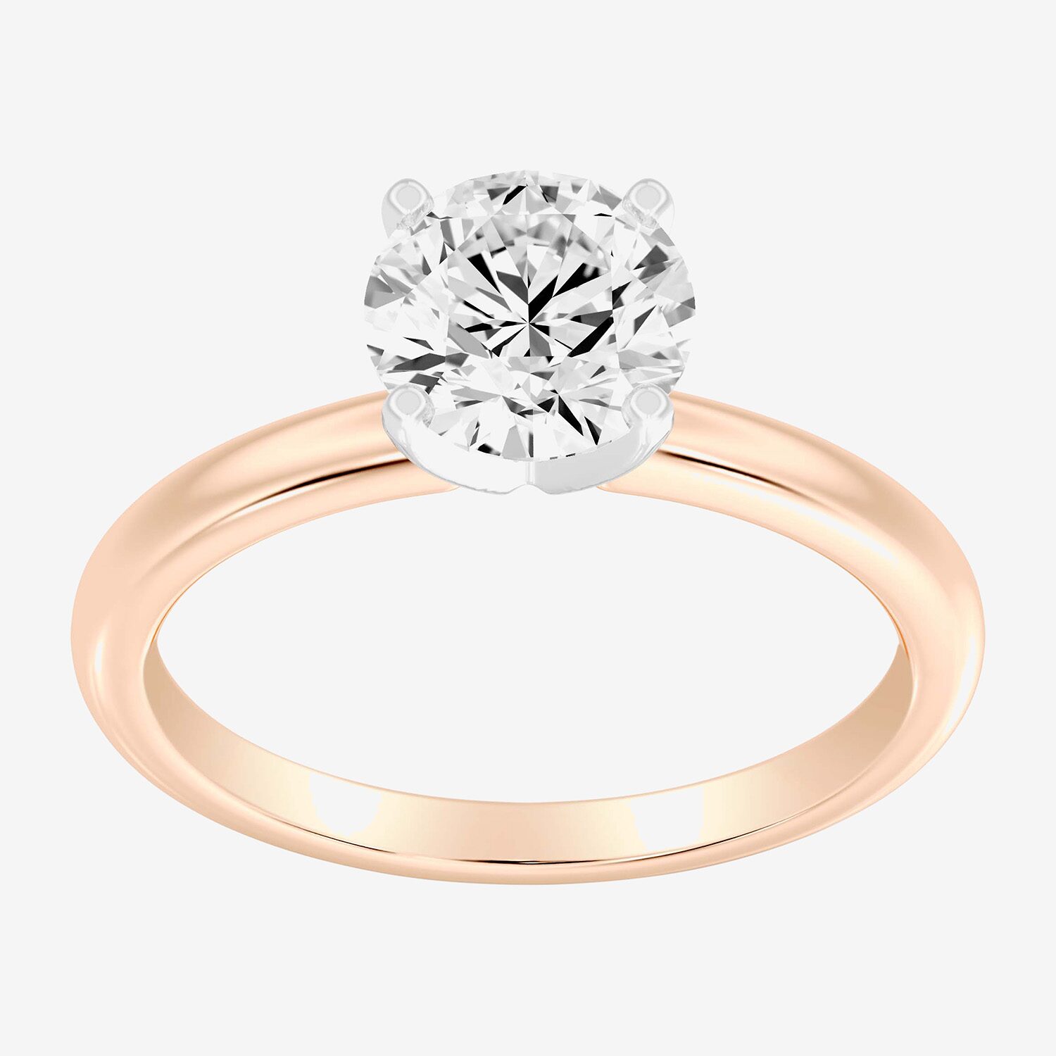 1 1/2 CT..Round Lab-Grown (G / Si2) Diamond Solitaire Engagement Ring 14K Gold