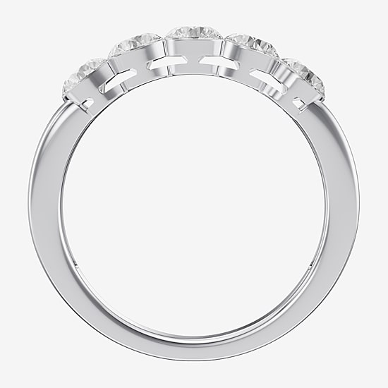 Floating Diamonds (F / Vs2) Womens 3.5MM 1 CT. T.W. Lab Grown White Diamond 14K Gold 5-Stone Anniversary Band