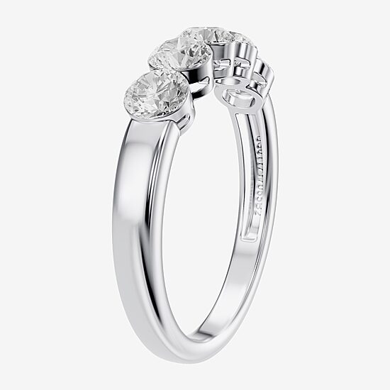 Floating Diamonds (F / Vs2) Womens 3.5MM 1 CT. T.W. Lab Grown White Diamond 14K Gold 5-Stone Anniversary Band