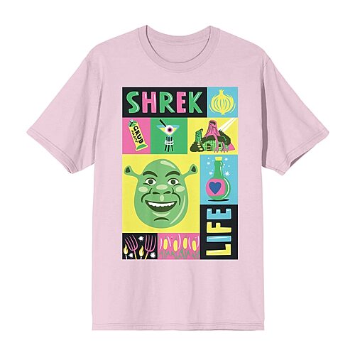 Bioworld Shrek Colorful Collage Womens Juniors Crew Neck Short Sleeve Regular Fit Graphic T-shirt In Pink